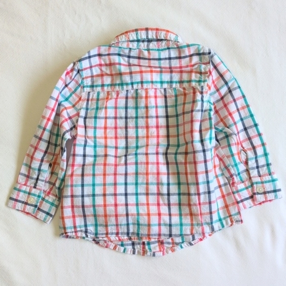 joe fresh colorful grid cotton button down long sleeve shirt 12-18 months baby - Picture 5 of 5